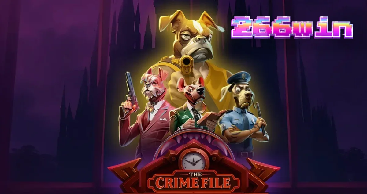 Cena noir com detetives caninos e elementos de investigação no caça-níqueis The Crime File